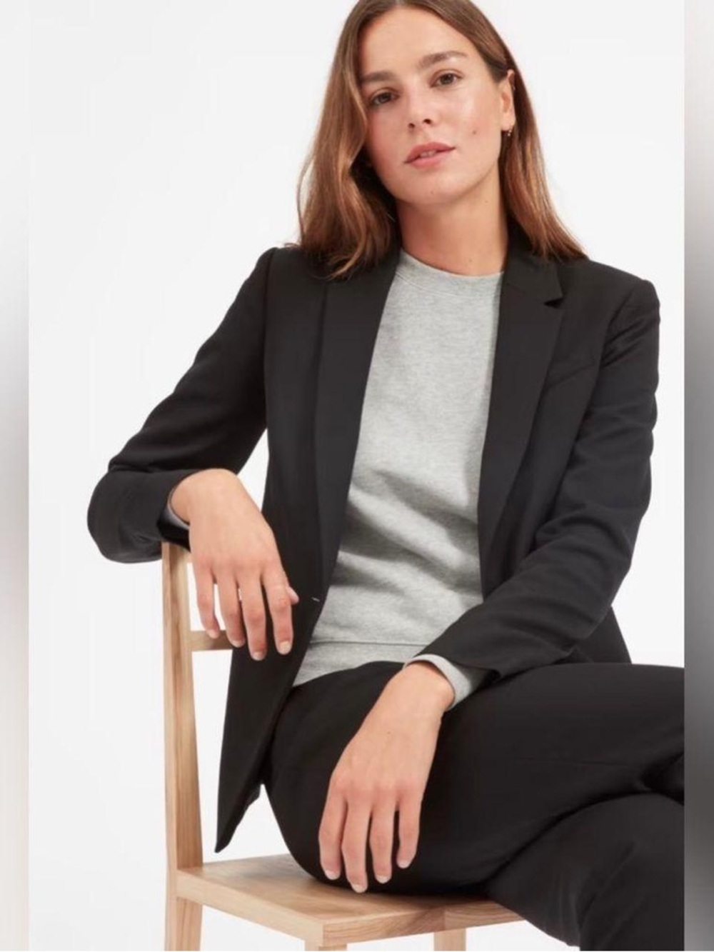 Everlane The Italian GoWeave Classic Blazer 100% Wool Slim Fit Black Sz 0 Office